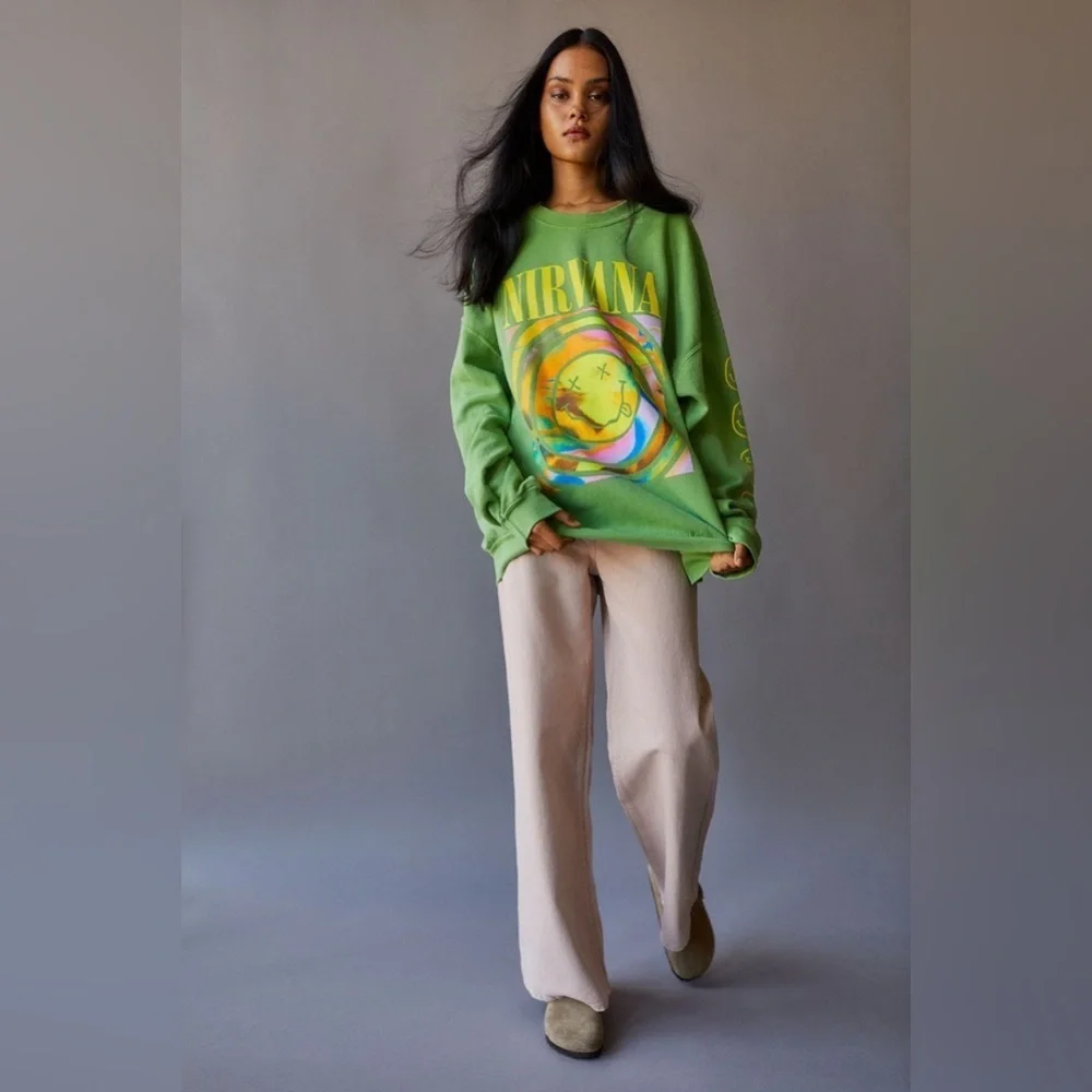 UO Nirvana Smile Oversized Crew Neck Sweathirt - Picture 4 of 14